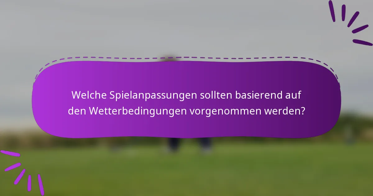 Welche Spielanpassungen sollten basierend auf den Wetterbedingungen vorgenommen werden?