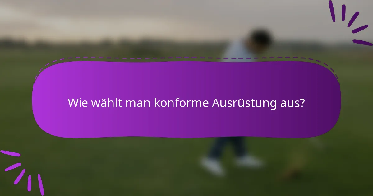 Wie wählt man konforme Ausrüstung aus?